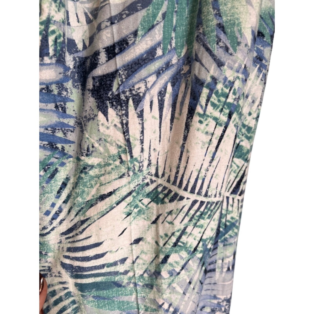 Bandolino Jeans Petite Palm Leaf Print Wide Leg Pant Women Size 10P Linen Petite - Picture 10 of 10